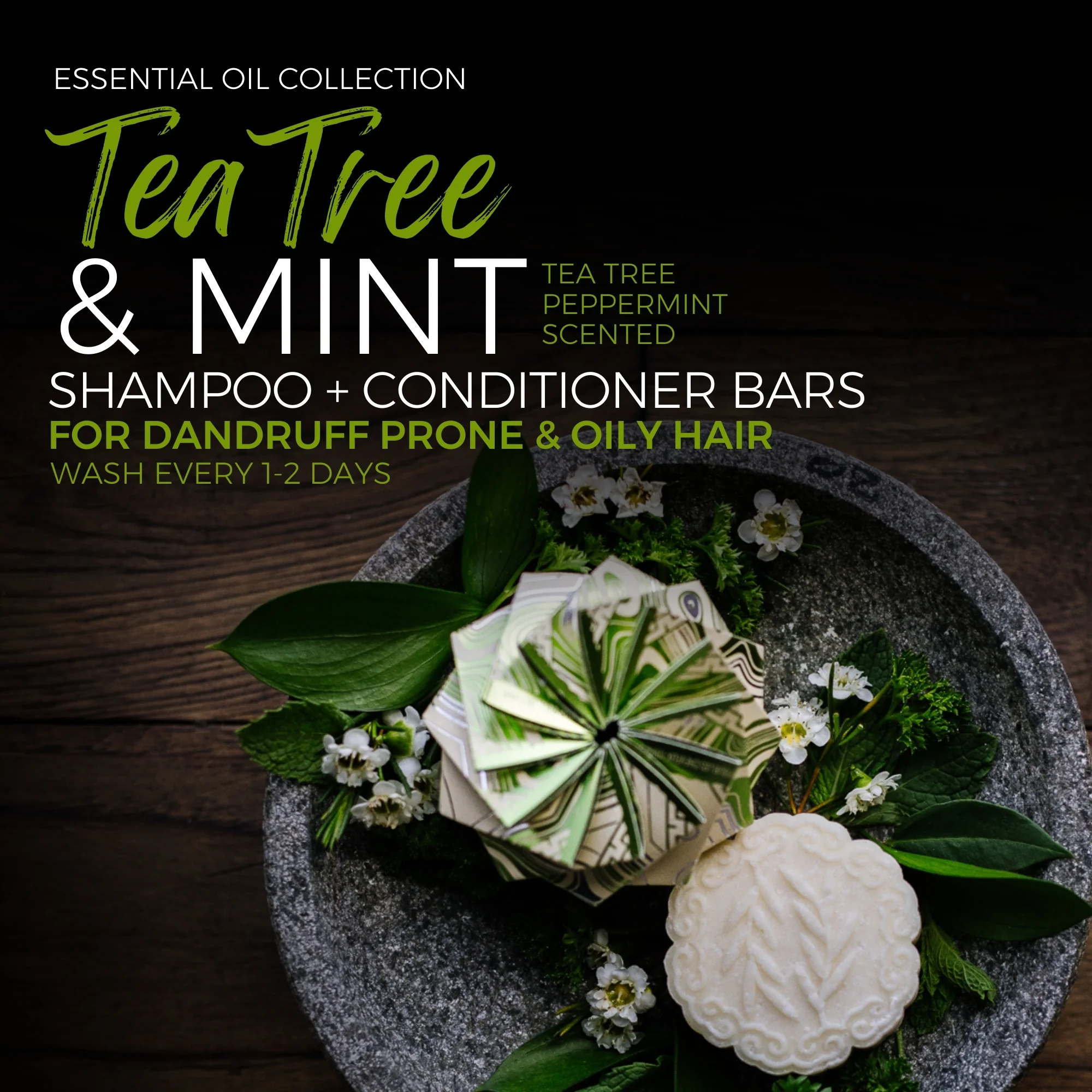 Tea Tree Oil Conditioner Bar for Oily + Itchy Hair - Image 3